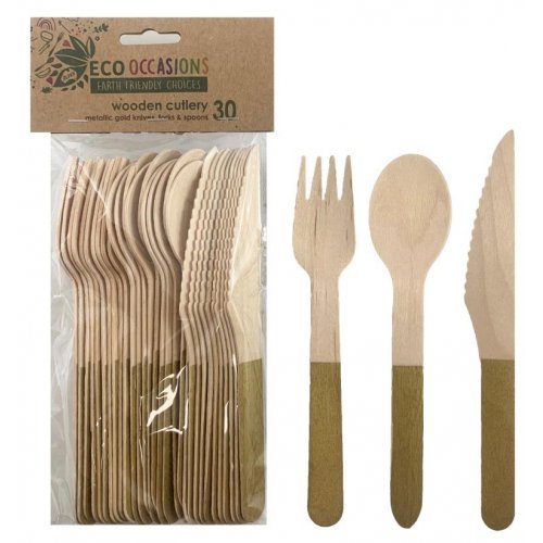 Wooden Cutlery - Gold