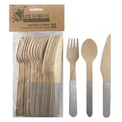 Wooden Cutlery - Silver