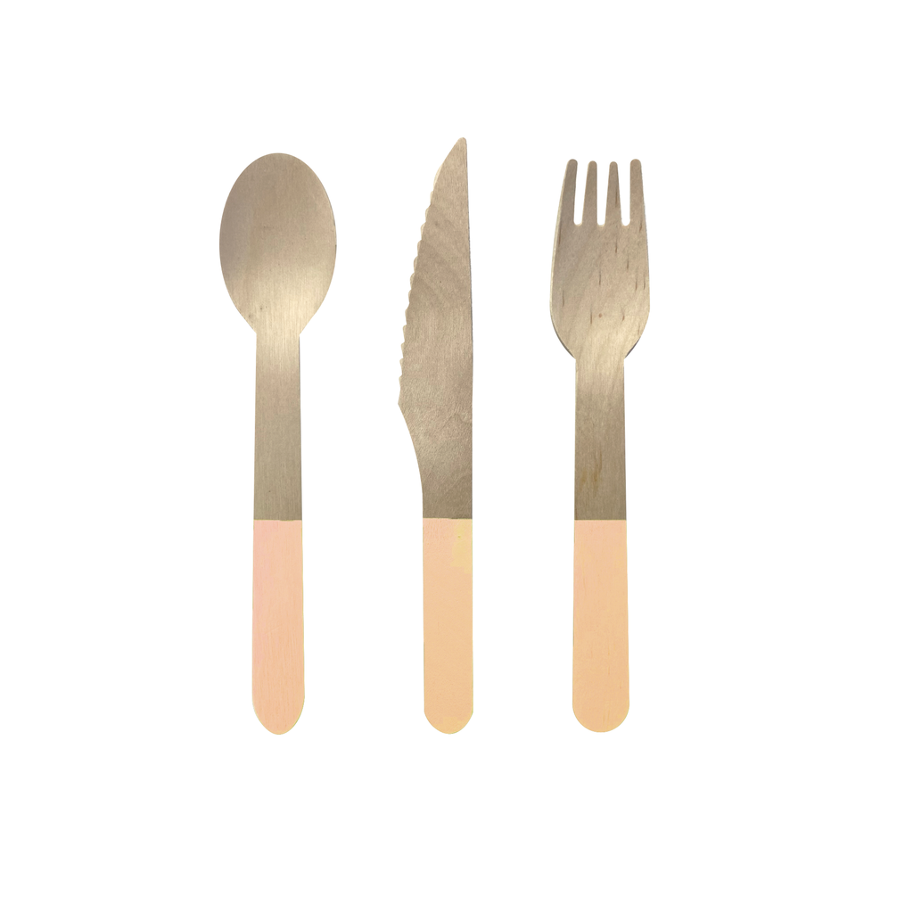 Wooden Cutlery Set - Peach